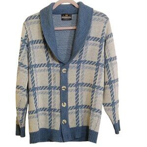 Vintage Sweater Cardigan Mens M Sportswear Shawl Collar Preppy  Grandpa